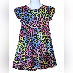 NEW Boutique Girl's Colorful Animal Print Flutter Sleeve Dress